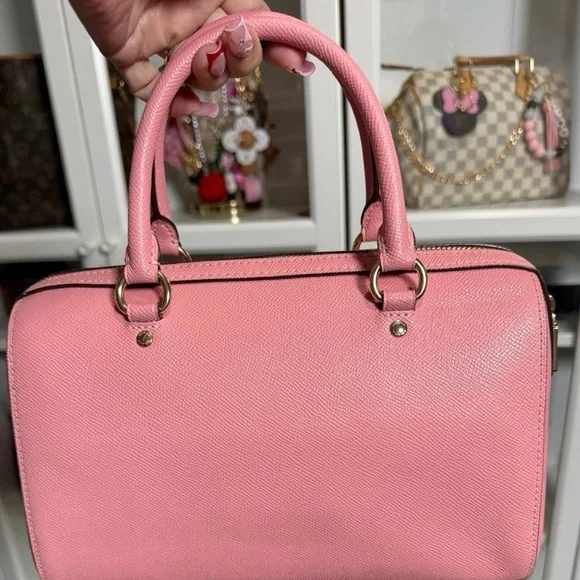 Coach Pink Rowan Satchel with Floral and Pearl Chain - Picture 4 of 7